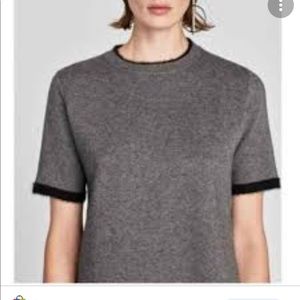 Zara fuzzy knit trim sweater!